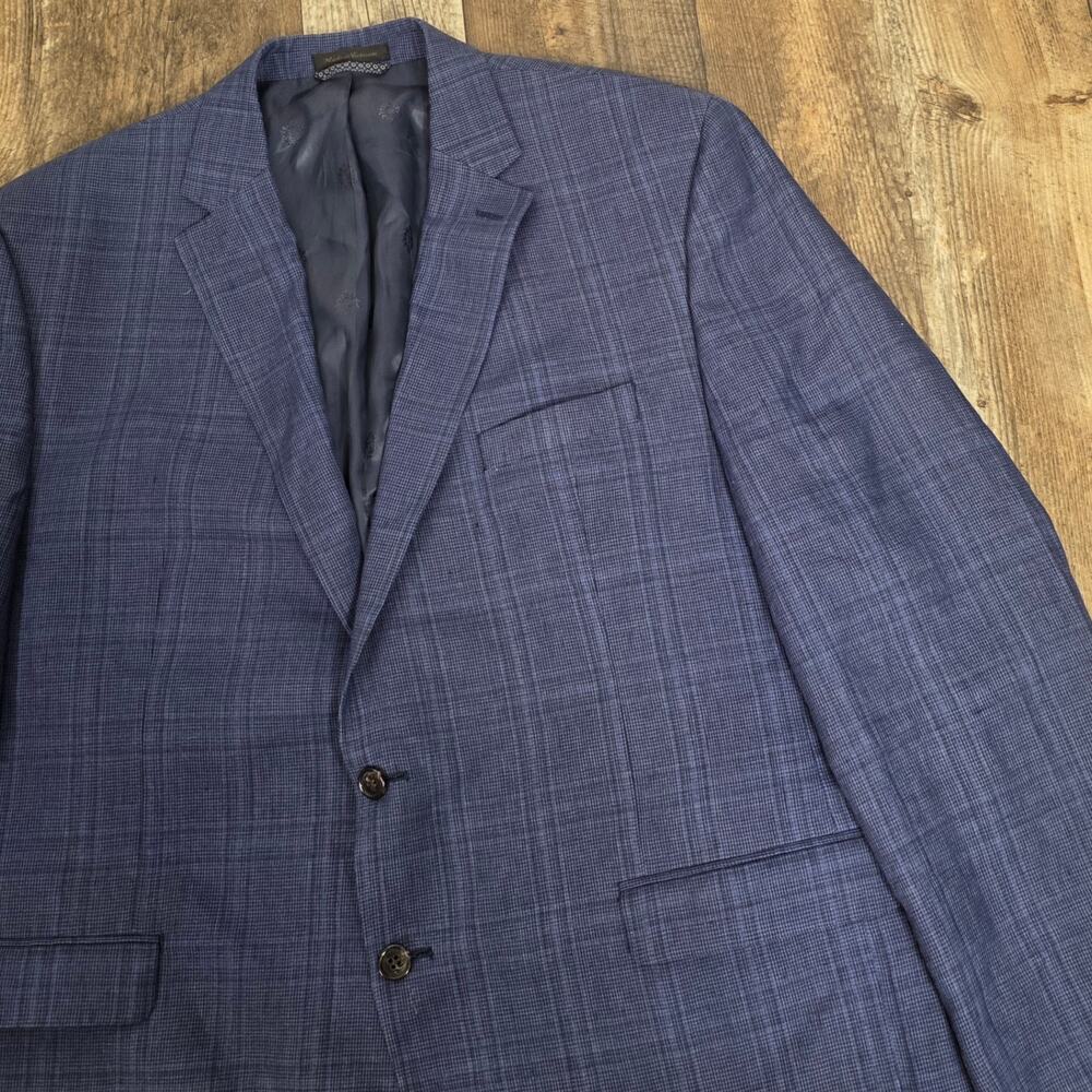 Lauren Ralph Lauren Mens 48R Blue Glen Plaid 100% Linen Blazer Sport Coat Jacket